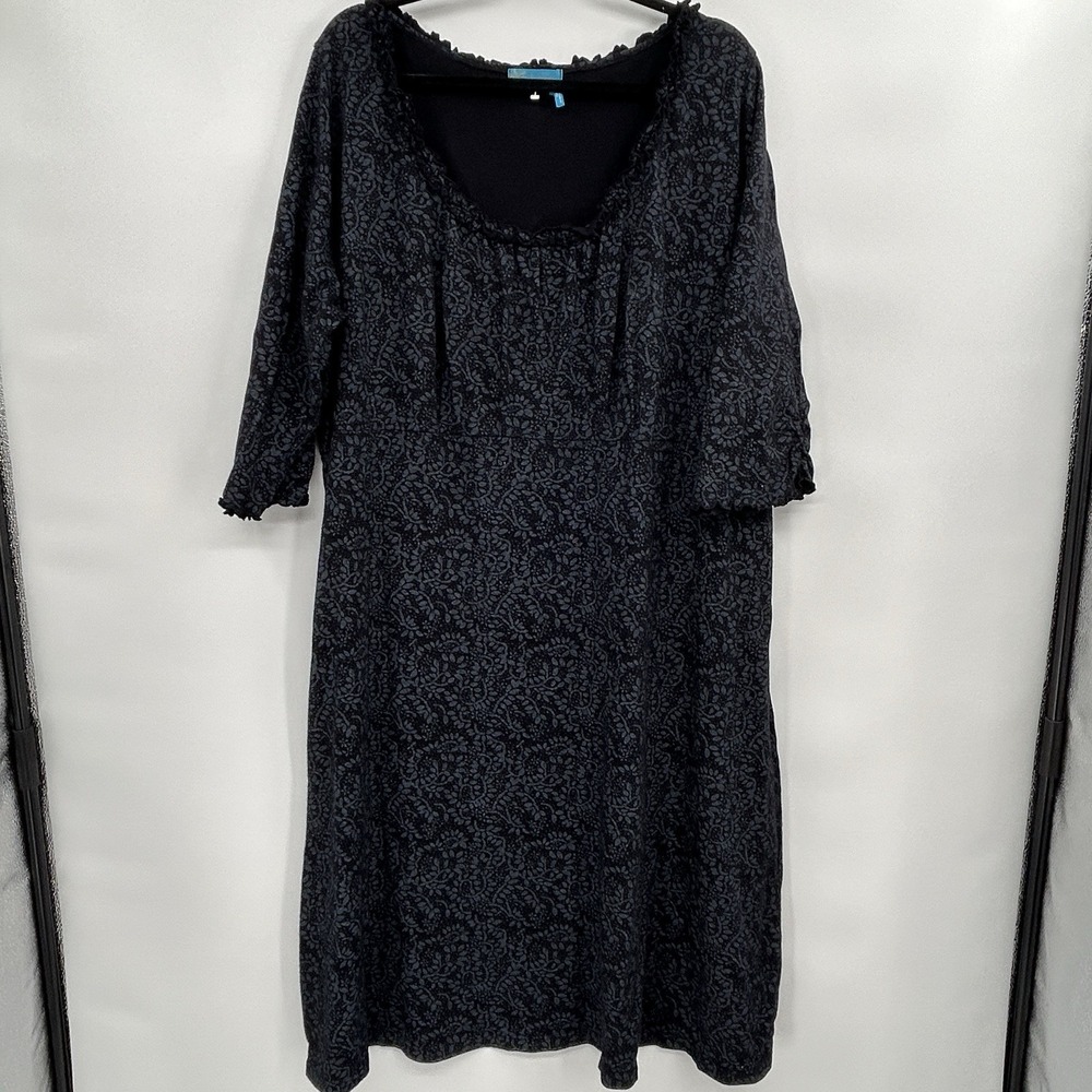 Fresh Produce Womens Cotton 1/2 Sleeve Dress Sz 3X Black Resortwear Beachcore‎
